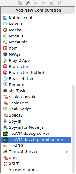 Run configuration types